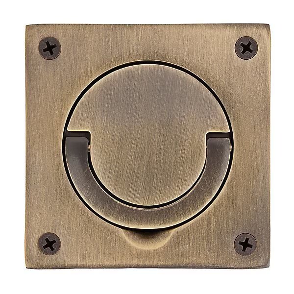 Estate Antique Brass Flush Ring Pull, Baldwin, Mfr#: 0397.050.SWL